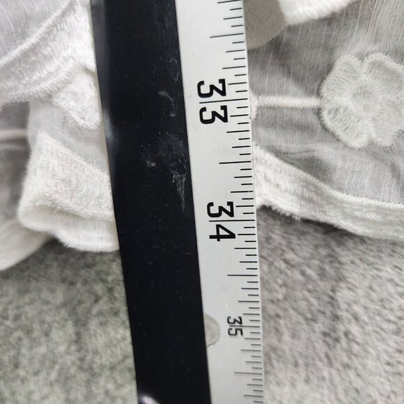 Womens White Stellah Blouse Top Lace Flutter Ruffle Sleeve Relaxed Embroidered M - Picture 11 of 12